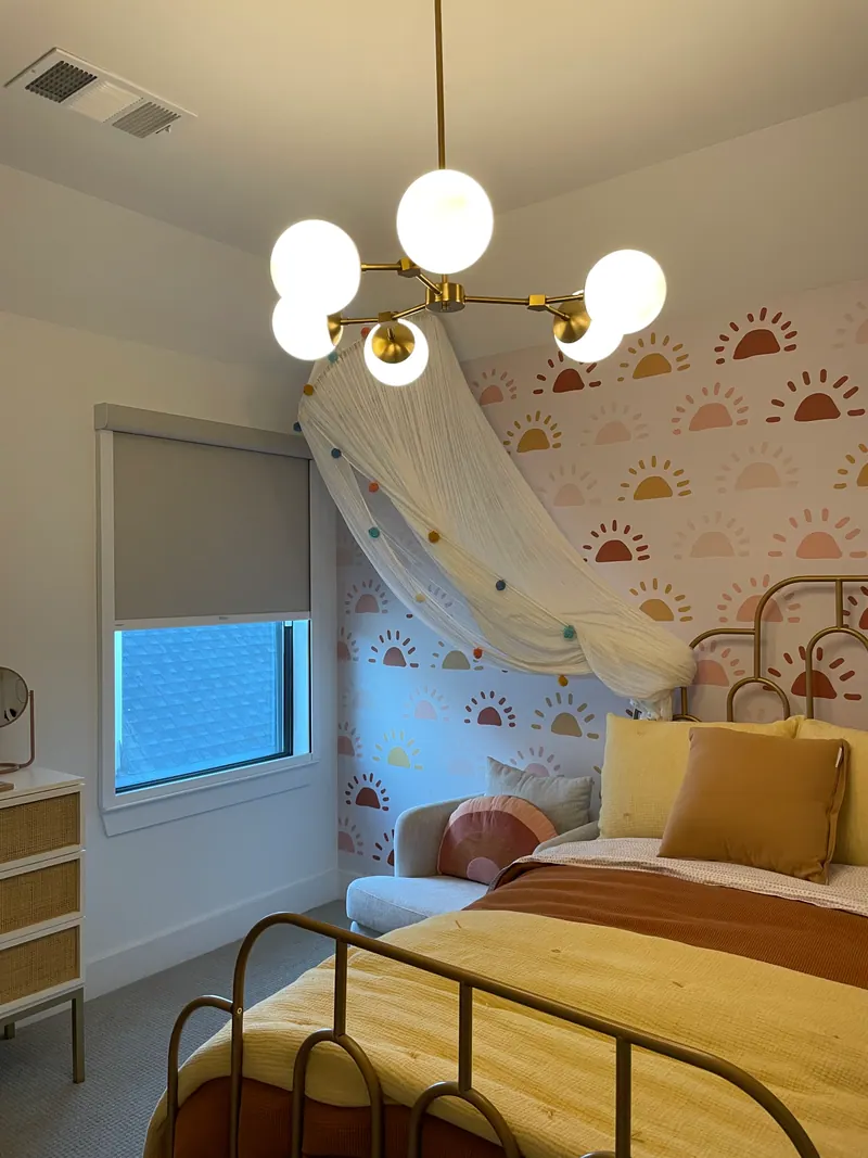 Roller shade in a nursery.