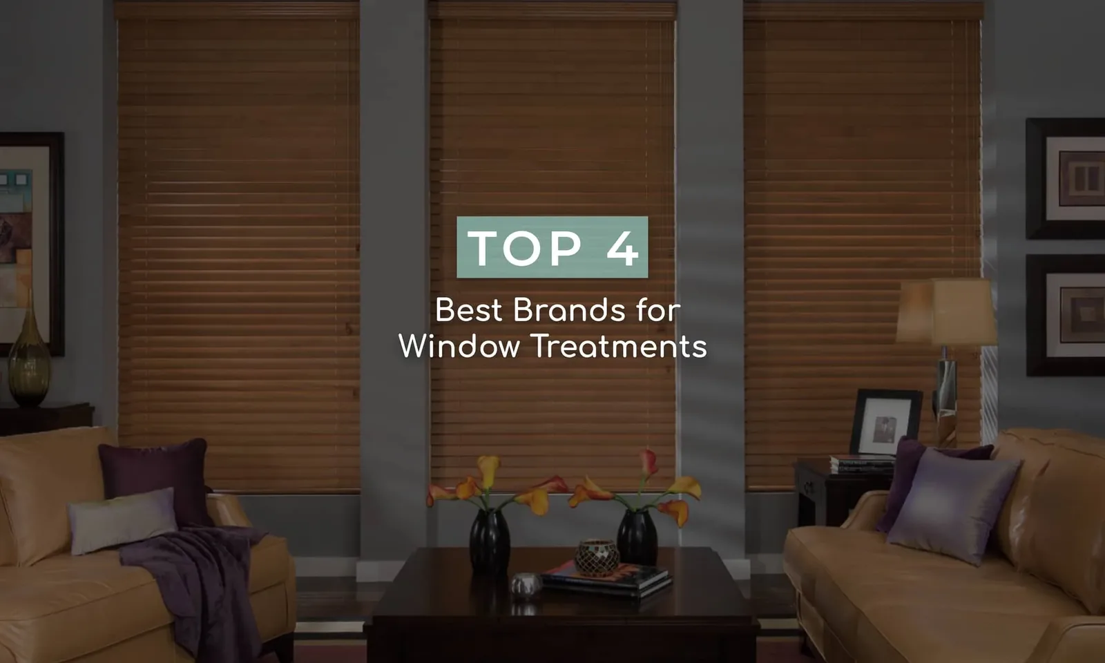 Window treatment brand logos arranged on a dark blue Starlite graphic